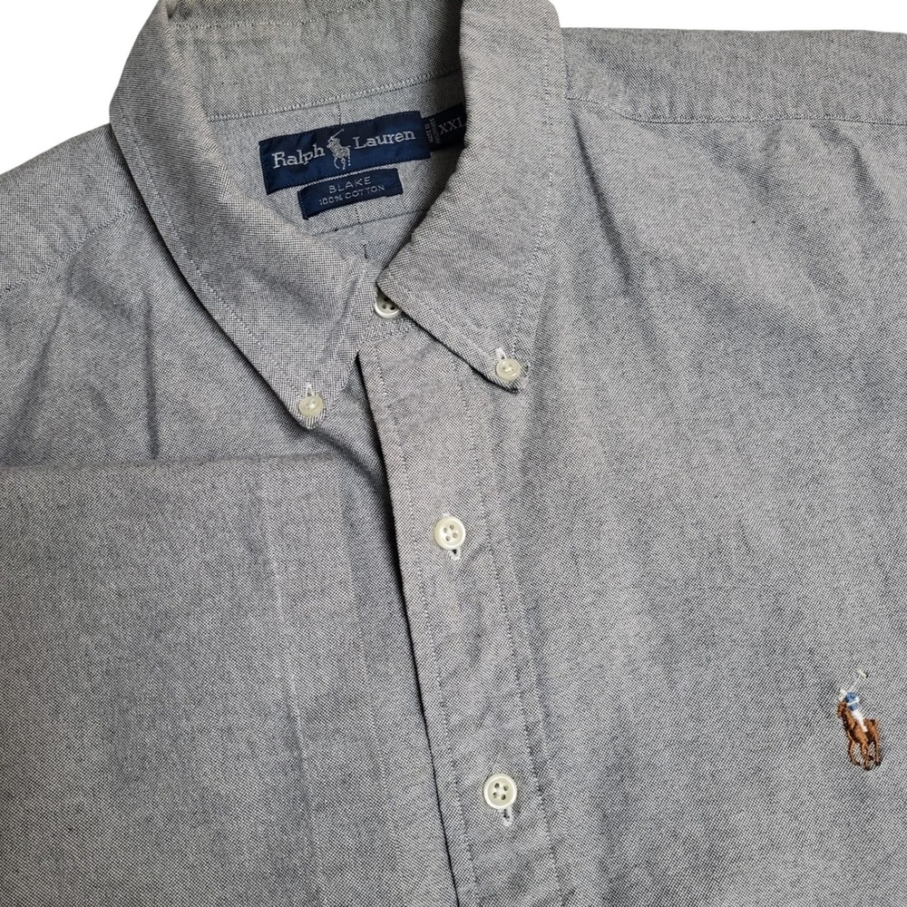 Polo Ralph Lauren Blake Mens XXL Grey Short Sleeve Oxford Button Down Shirt